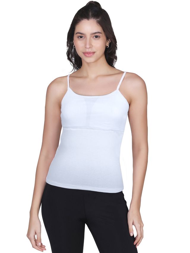 D'chica White High Coverage Cotton White Camisole Bra With Adjustable Strap For Women's - XL