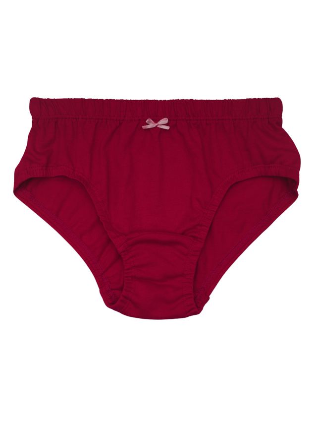 D'Chica Girls Cotton Printed Hipster | Elasticated Waistband | Maroon - Red & Wine Pack Of 3 | XS