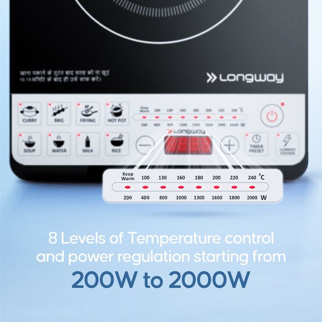 Longway Cruiser IC 2000 Watt Induction Cooktop with Auto Shut-Off -Black, Push Button