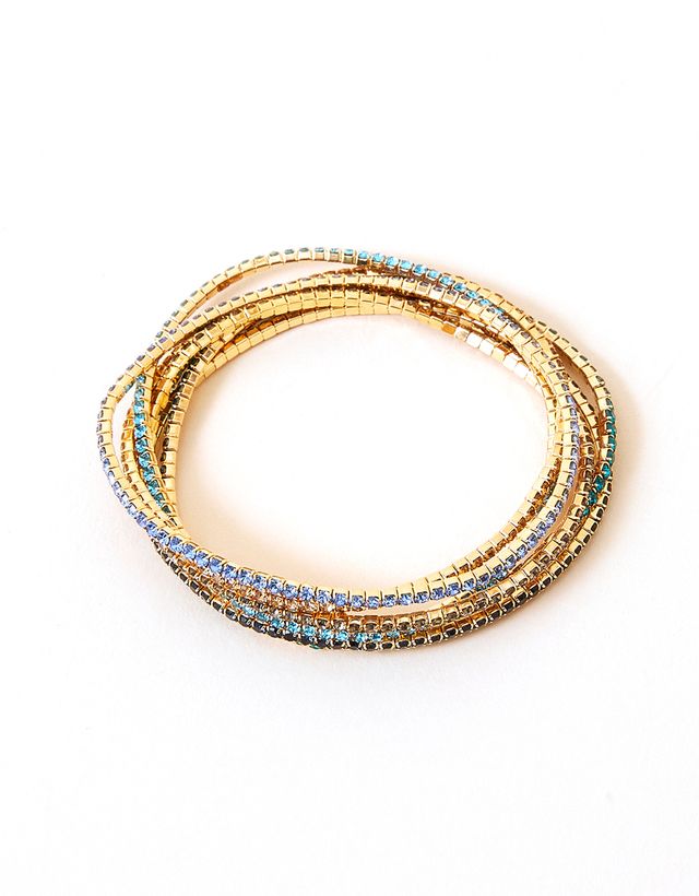 Accessorize London Women's Multi Tiny Cupchain Stretch Bracelet Pack Of 6 - Blue
