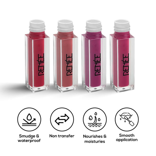 Renee Stay With Me Minis Matte Liquid Lipsticks, 01 Juicy Berries 2Ml Each