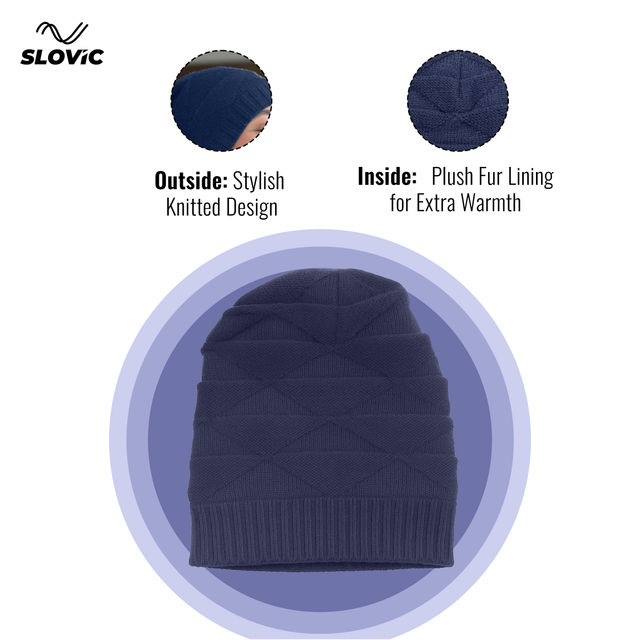 Slovic Acrylic Wool Beanie Winter Cap for Men & Women - Buy at
