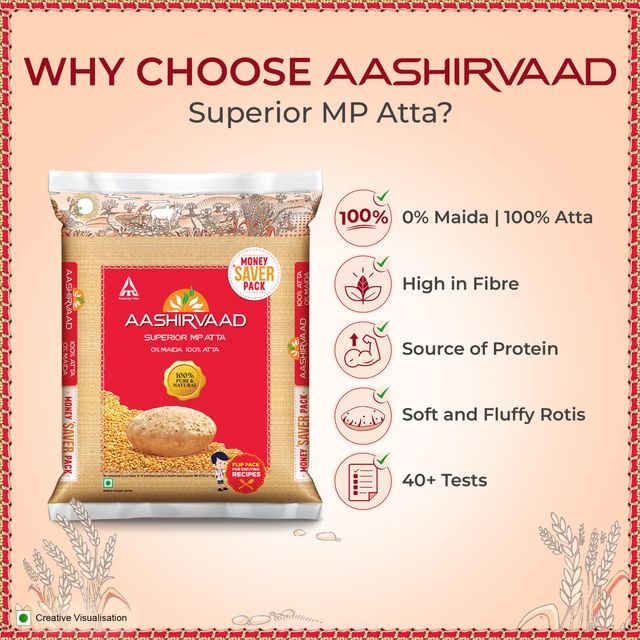 Aashirvaad Atta - Superior Mp Whole Wheat, No Maida (Pouch)(10kg) & Aashirvaad Himalayan Pink Salt(1kg) Combo