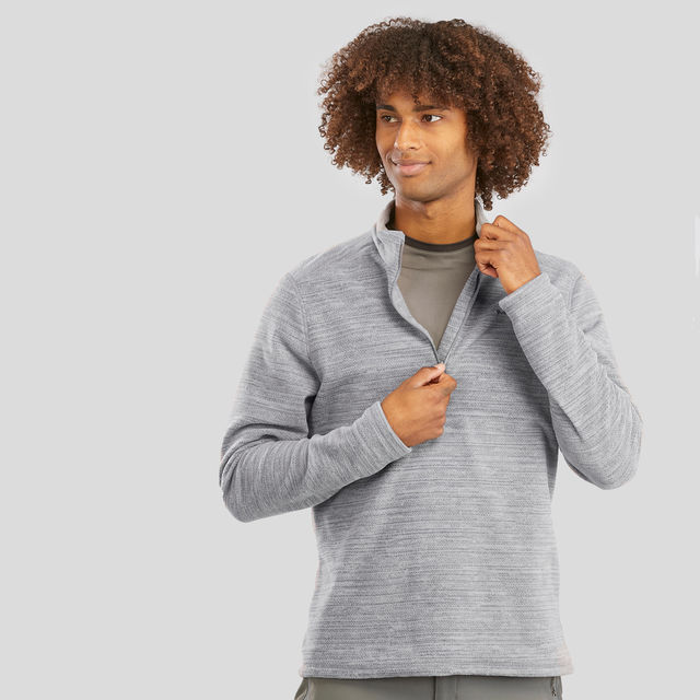 Quechua By Decathlon Men's Fleece Half Zip | Grey - 3XL