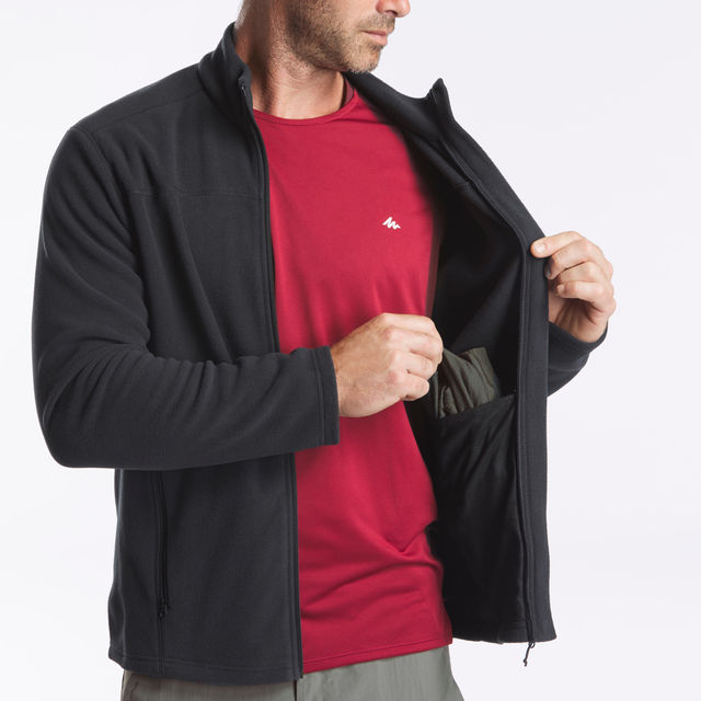 Quechua By Decathlon Men's Full Zip Fleece Jacket | Black - XL