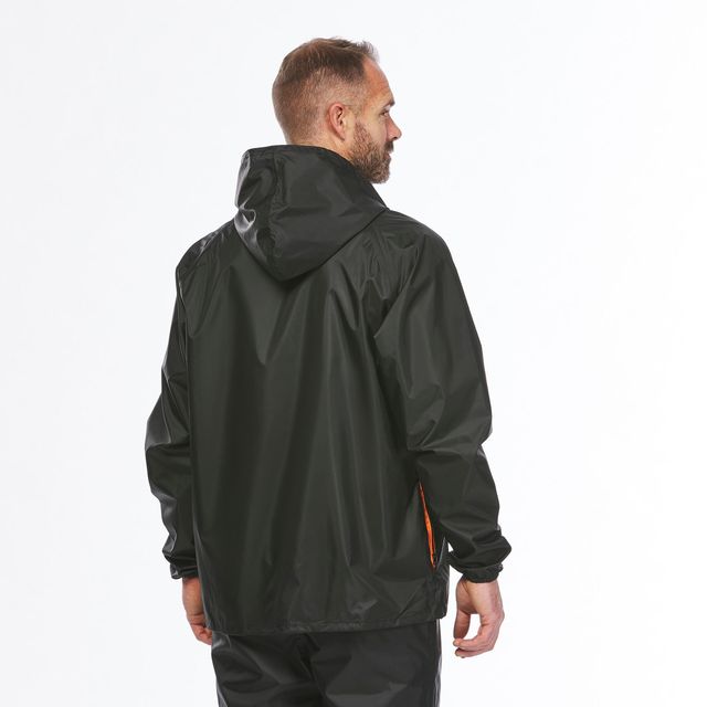 Quechua By Decathlon | Men Half Zip Rain Jacket With Storage Pouch - Black - XL