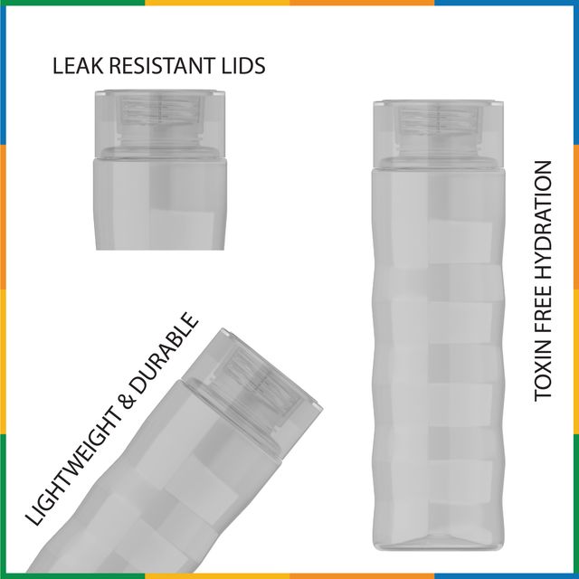Kolorr Ringo 1L Clear Bottle |Transparent bottle for hydration tracking