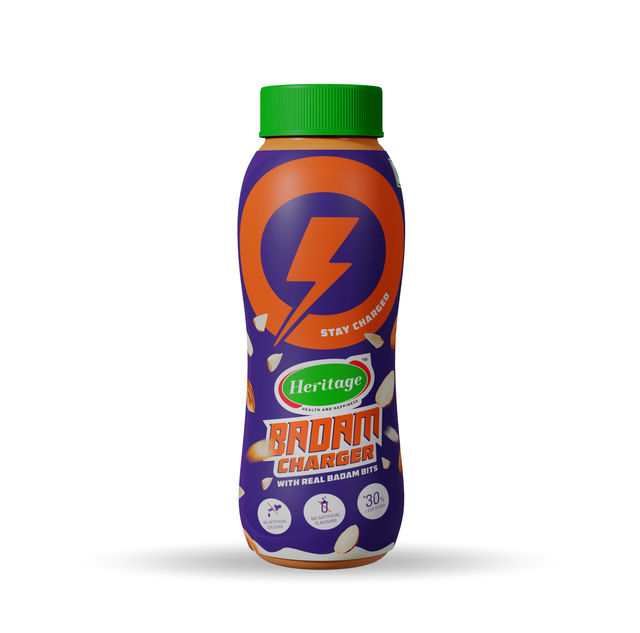 Heritage Badam Charger Milkshake With Badam Bits Pet 180 ml Combo