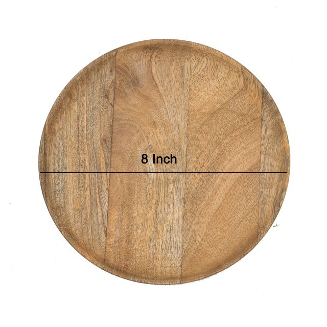 Oggn Mango Wood Round Plate 8 Inch