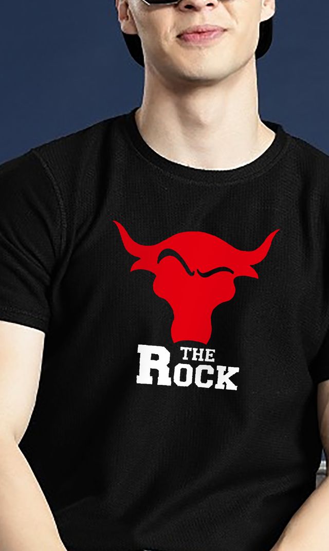 De Tees Men's Half Sleeve T-shirt | MHS-ROCK | Black - XXL