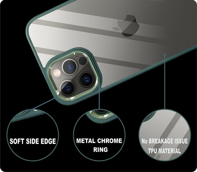 Artistque Case For Iphone 12 Pro Back Cover - Premium Transparent Metal Camera Ring Cover