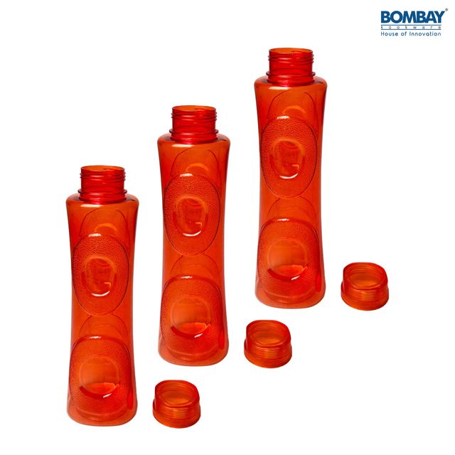 Topaz BPA-free Plastic Water Bottle - Set of 3 Pcs, Each 1000ml | Red