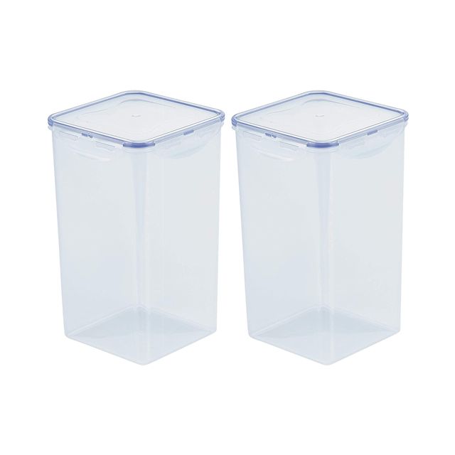LocknLock HPL822R Classics Square Plastic Airtight Food Storage Containers | Transparent - 4 L