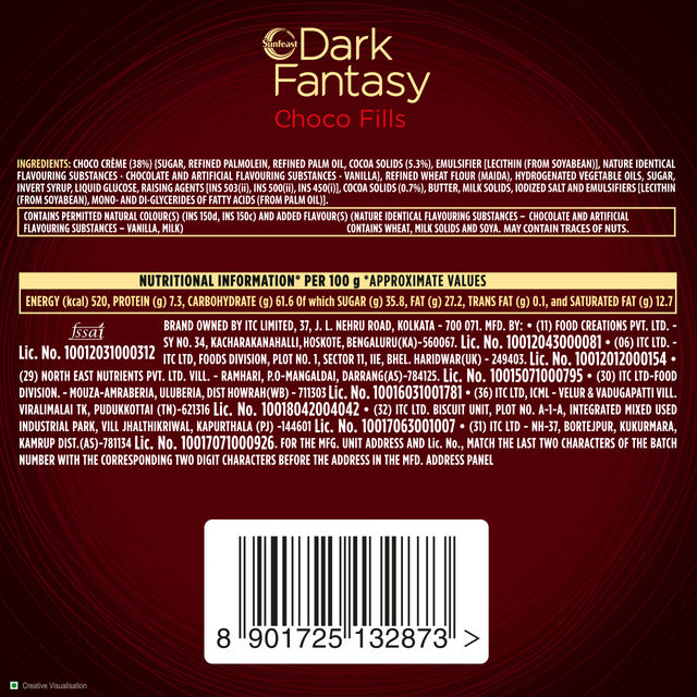 Sunfeast Dark Fantasy Choco Fills | Original Filled Cookies with Choco Crème | Perfect Snack 69 g Combo