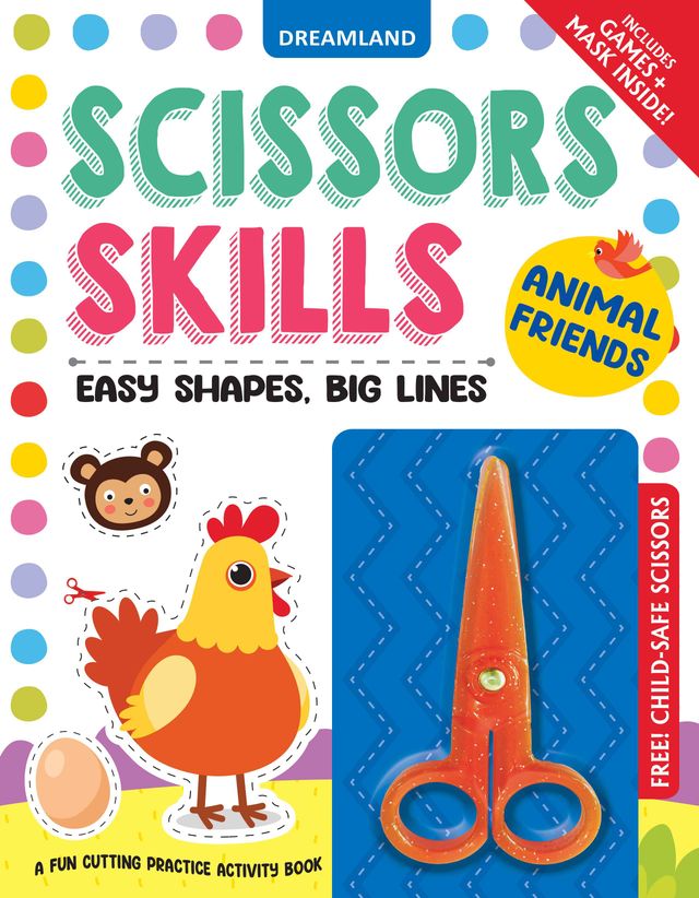 Animal Friends Scissors Skills Activity Book for Kids | 4-7 Y|With Child-Safe Scissors, Games & Mask