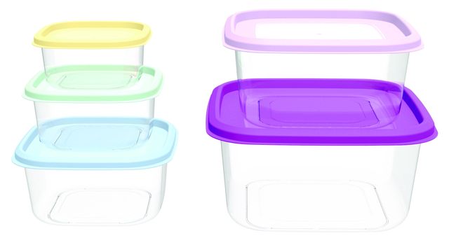 All Time Prism Square Storage Container Set (6600 Ml) (Multicolor) (5 Pc Set)