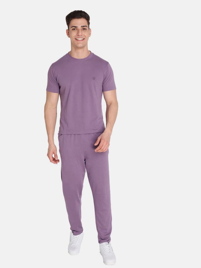 Chkokko Men Solid Casual Track Pant Regular Fit Lower With Pocket Purple Size - S