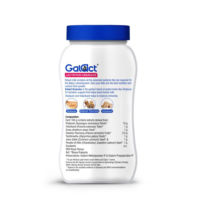 Galact Lactation Granules | Boost Breast Milk Naturally | Kesar | Shatavari + 6 Natural Herbs