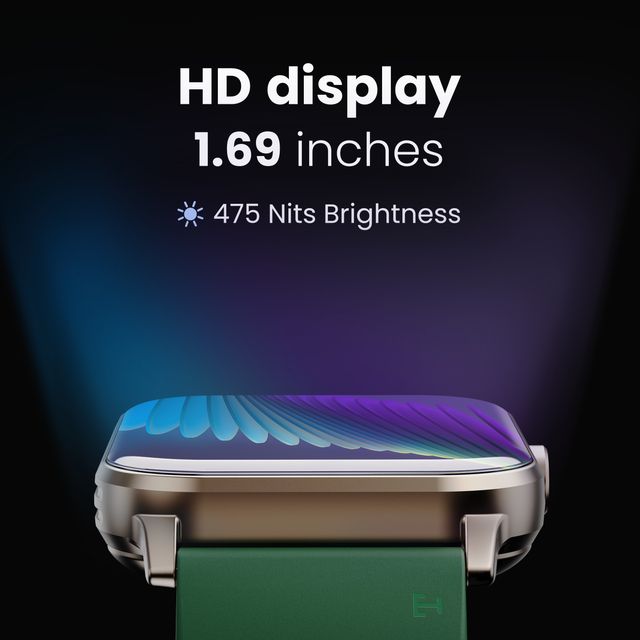 Boult Drift Bt Calling 1.69" Hd Display, 140+ Watchfaces, Ip67 Smartwatch(Green Strap)