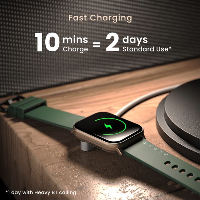 Boult Drift Bt Calling 1.69" Hd Display, 140+ Watchfaces, Ip67 Smartwatch(Green Strap)