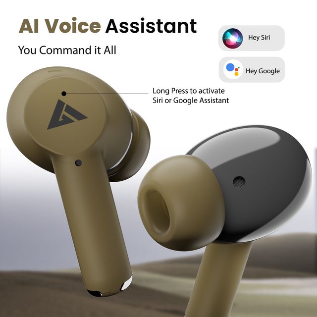 Boult W40 with Quad Mic Enc | 48H Battery Life | 5.3V Bluetooth | True Wireless | Khaki Green