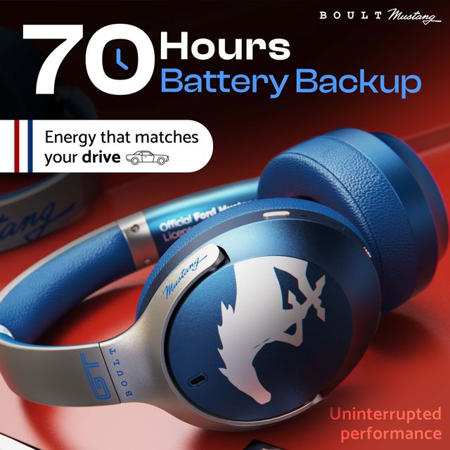 Boult Audio Mustang Q | 70Hrs Battery | Enc Mic | 4 Eq Modes | 5.4V Bluetooth And Wired|Blue