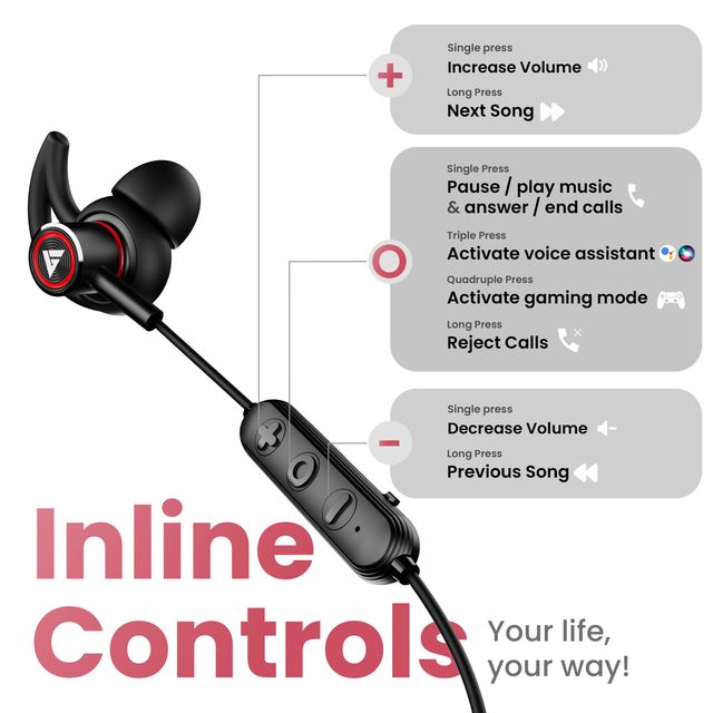 Boult Curve Max with 100H Playtime | Enc Mic | Dual Device Pairing | 5.3V | In The Ear | Black