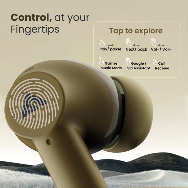 Boult W40 with Quad Mic Enc | 48H Battery Life | 5.3V Bluetooth | True Wireless | Khaki Green