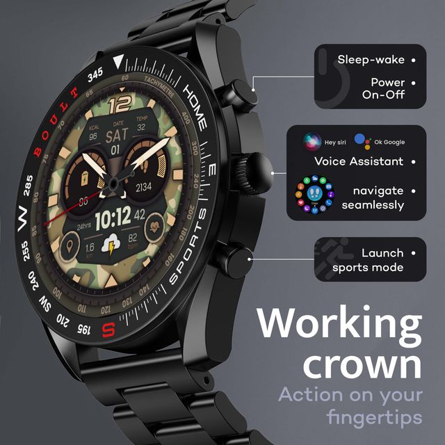 Boult Mirage 1.39" Screen, Bt Calling, Spo2 Smartwatch(Coal Black Strap)