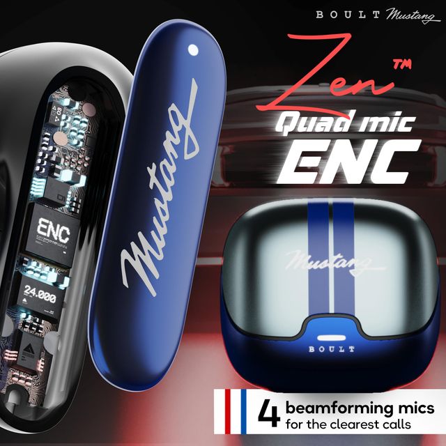 Boult Mustang with 100 Hrs Battery, App Support, Dual Pairing, 4 Mic ENC, 5.4v Bluetooth (Dash)
