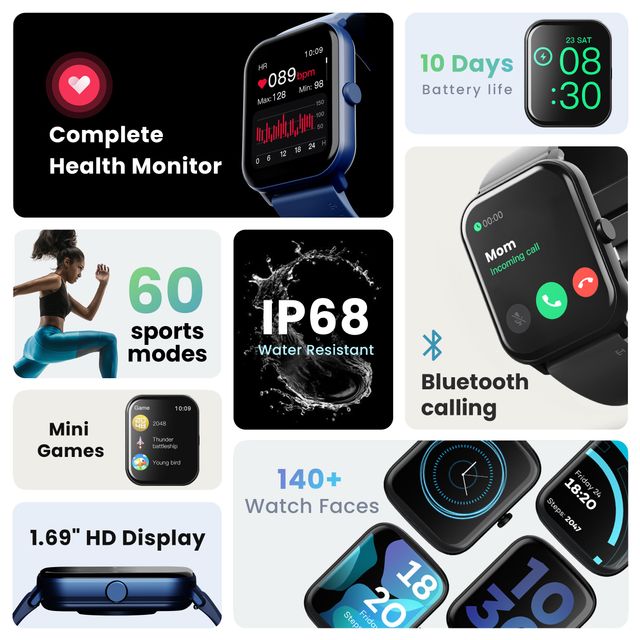 Boult Drift Bt Calling 1.69" Hd Display, Ip67 Smartwatch(Black Strap)