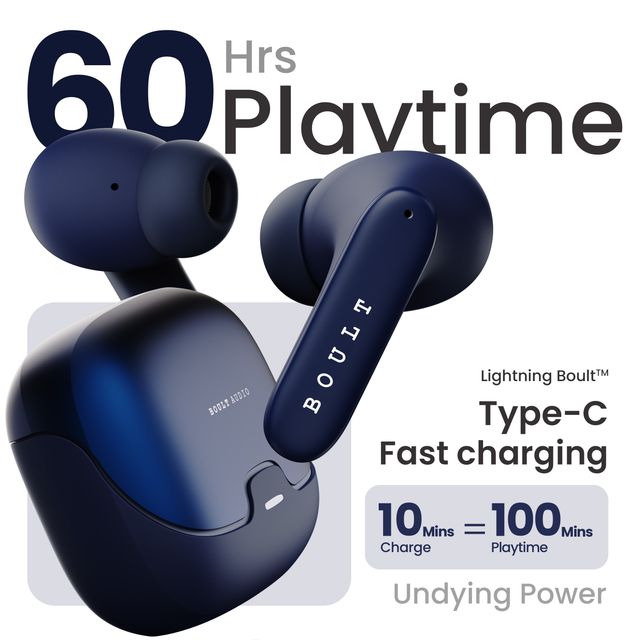 Boult X70 Zen ENC Mic | 60H Battery | Low Latency Gaming | 5.3 Bluetooth Headset | Blue | In Ear