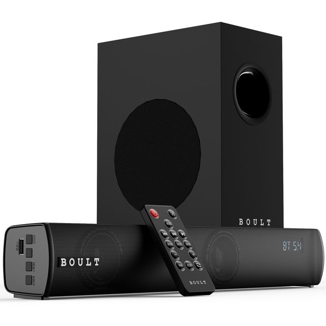 GOBOULT Bassbox X60 with Subwoofer | 2.1 Channel | 3Eq Modes | 60W Bluetooth Soundbar | Jet Black