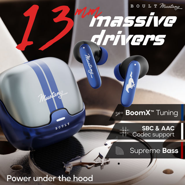 Boult Mustang with 100 Hrs Battery, App Support, Dual Pairing, 4 Mic ENC, 5.4v Bluetooth (Dash)