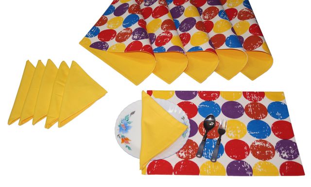 Lushomes Printed Reversible Table Placemats | 13 x 19 inch | Table Napkins 16 x 16 inch