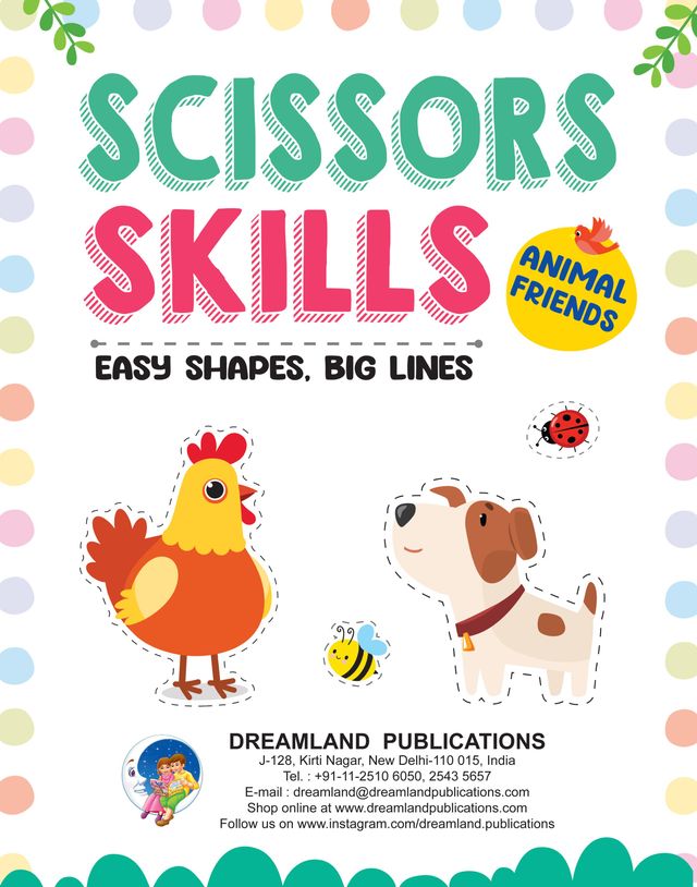 Animal Friends Scissors Skills Activity Book for Kids | 4-7 Y|With Child-Safe Scissors, Games & Mask