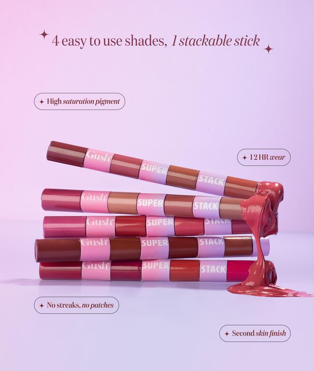 Gush Beauty Super Stack 4 in 1 Liquid Lipstick Stack | Conditioning & Pigmented | Everyday Browns | Shades Of Brown
