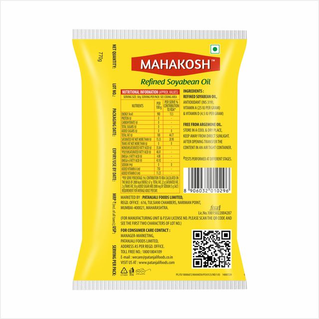 Mahakosh Refined Soyabean Oil | Pouch 770 g Combo