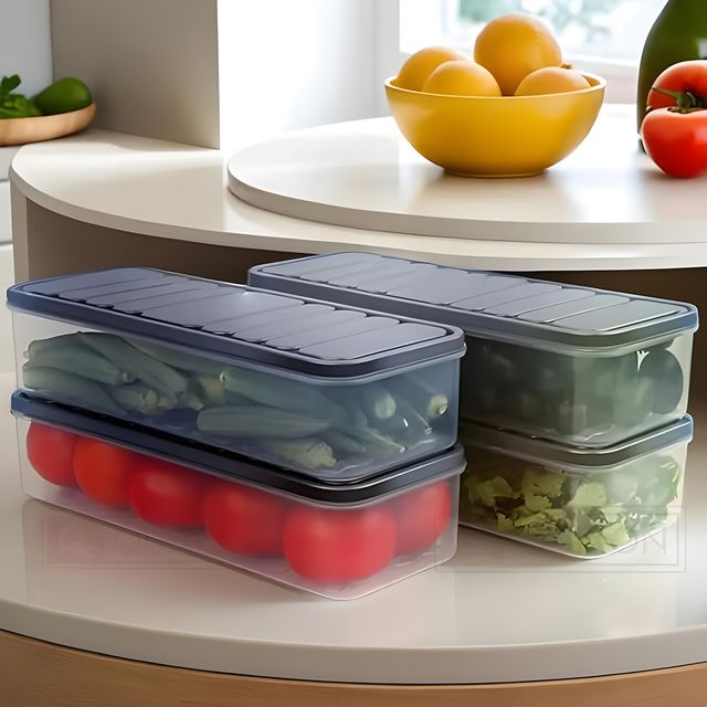 Youbee Multipurpose Fridge Storage Organizer Containers For Vegetables ,1200 Ml , Set Of 2