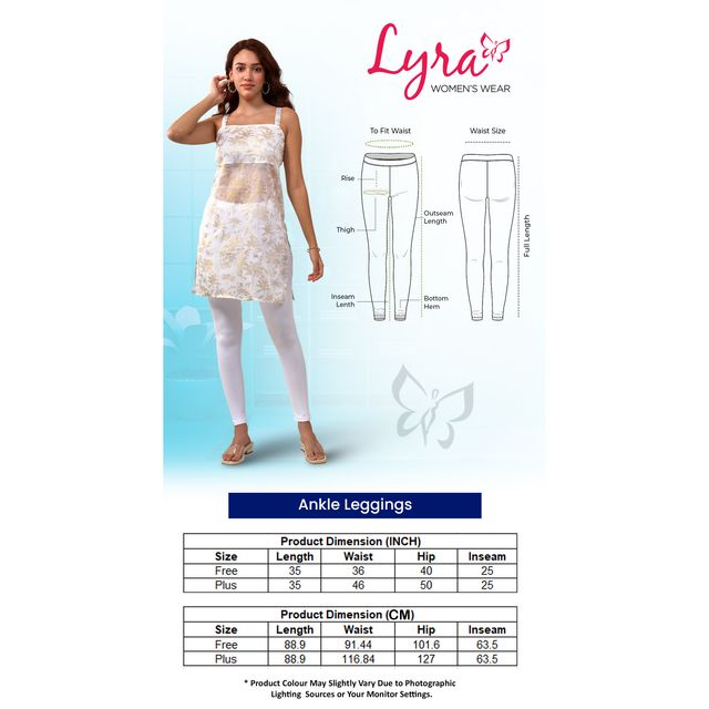Lyra Women's Leggings Ankle Length | Dye Any Colour - Free Size