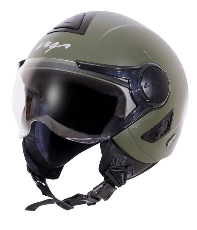 Vega Verve Lightweight Open Face Helmet for Women- Dull Army Green Helmet - S