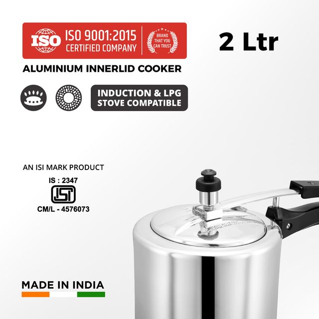 Leoron 2 Litre Inner Lid Induction Bottom Aluminium Pressure Cooker