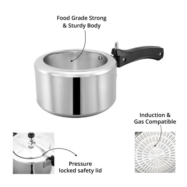 Leoron 2 Litre Inner Lid Induction Bottom Aluminium Pressure Cooker