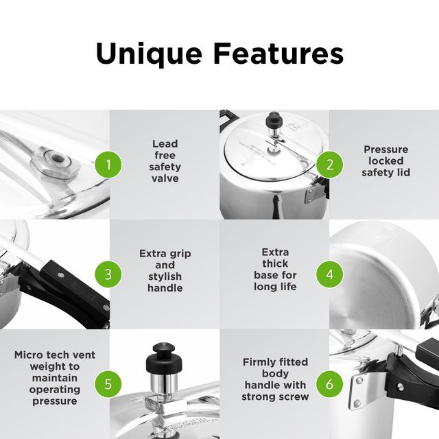 Leoron 2 Litre Inner Lid Induction Bottom Aluminium Pressure Cooker