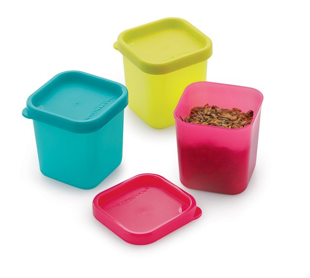 Mastercook Pp 221 Square 3 Pcs Set Multi Colour Containers 100 Ml Each