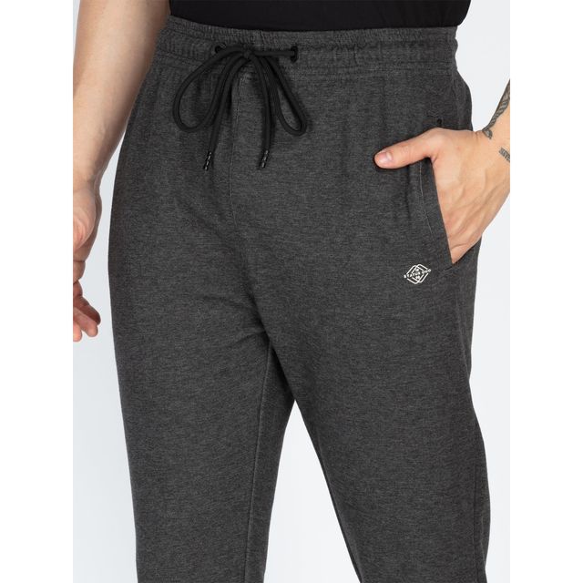 Status Quo Mens Basic Regular Fit Trackpant | Anthra Mel | XL