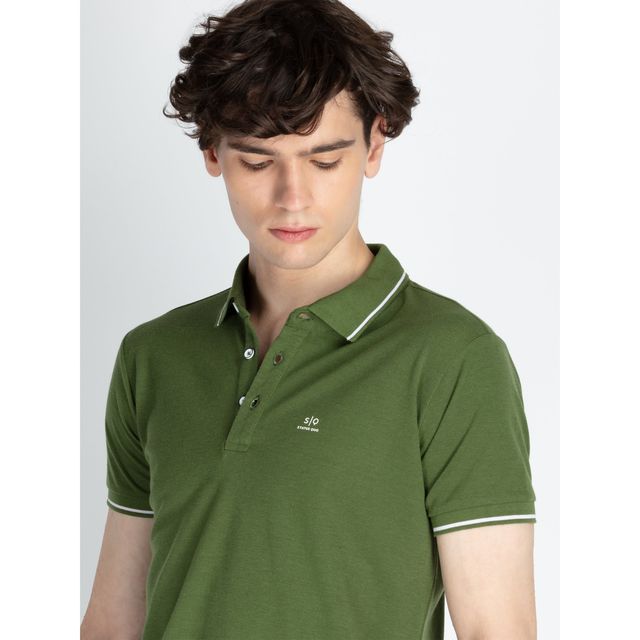 Status Quo Men Polo T-shirt - Cy Press | Slim Fit, Tipping Collar | L