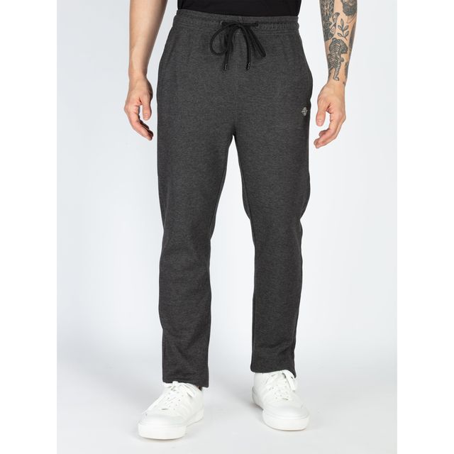 Status Quo Mens Basic Regular Fit Trackpant | Anthra Mel | XL