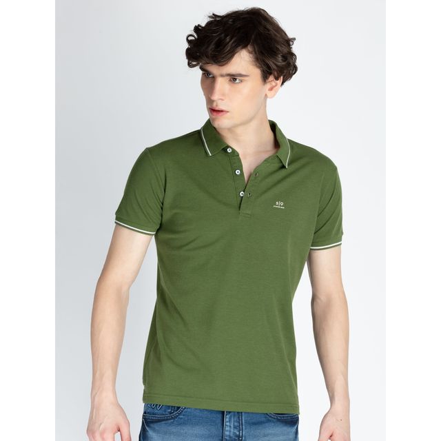 Status Quo Men Polo T-shirt - Cy Press | Slim Fit, Tipping Collar | L