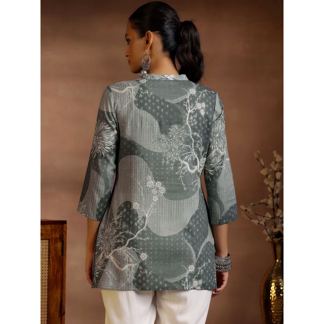 Libas Women's Printed Cotton Blend Straight Kurtis | 58158O 58158OM | Grey - M